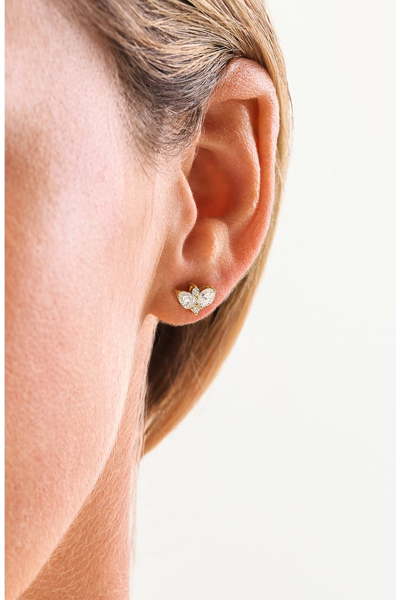 18K Gold Maya Diamond Triple Marquis Stud Earrings (Online Trunk Show), Alternate, color, YELLOW