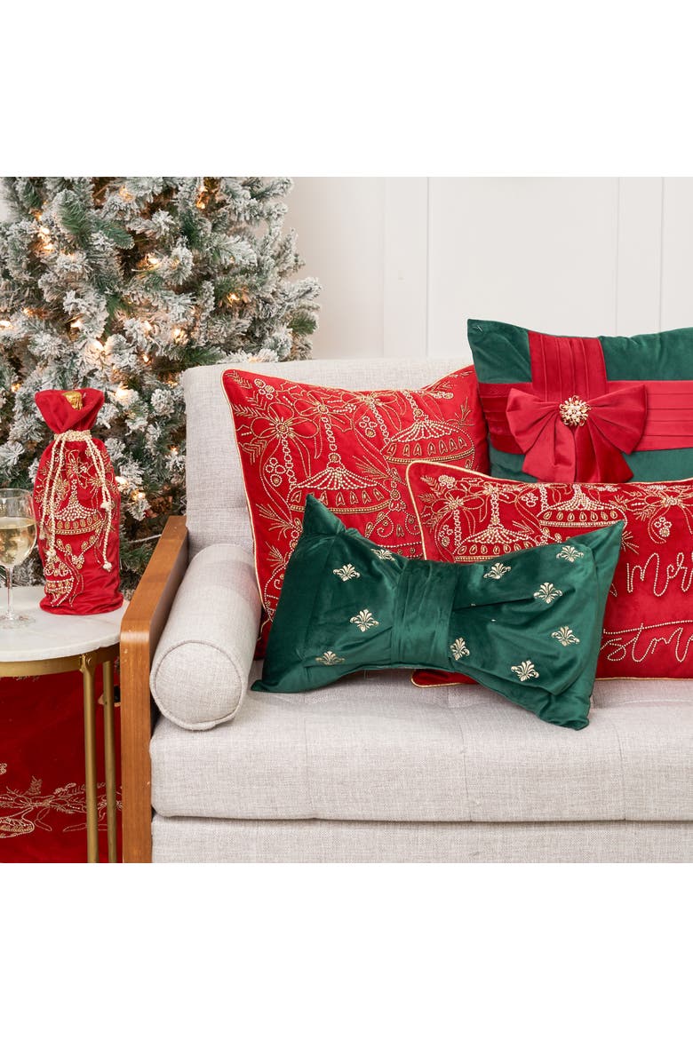 Fancy Bow Wrapping Present Throw Pillow, Alternate, color, White