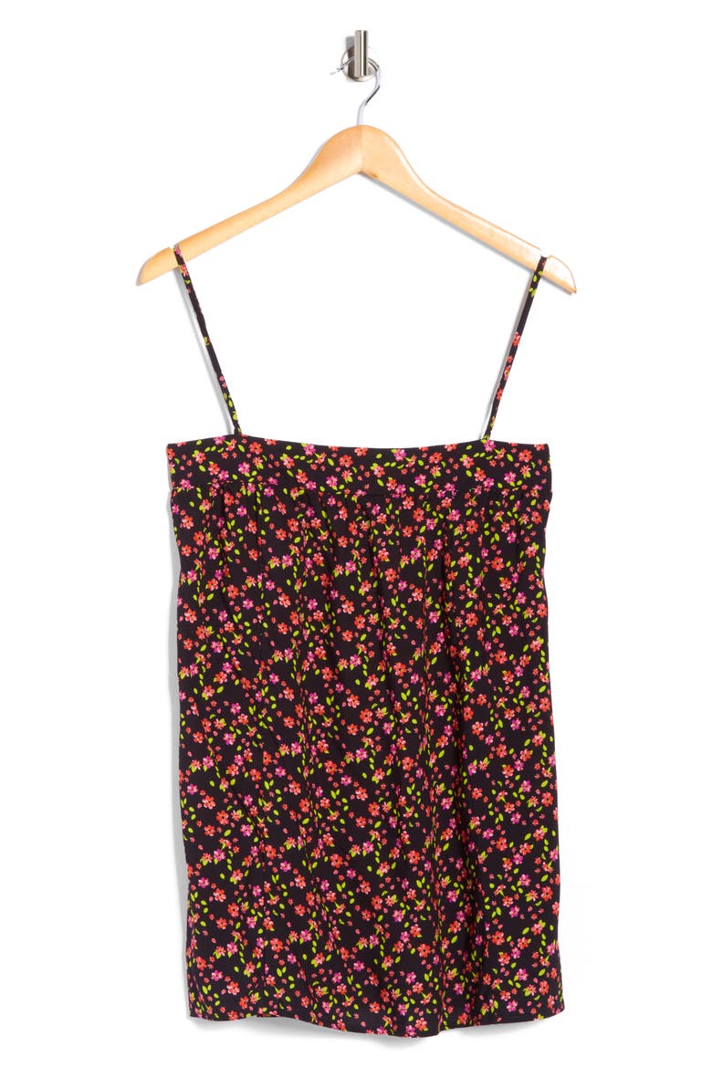 Guilia Floral Cover-Up Minidress, Alternate, color, BLACK