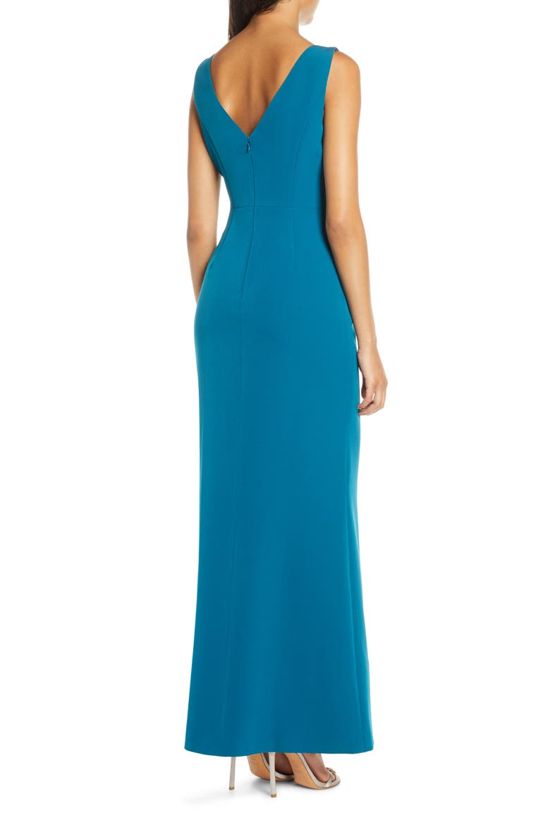Ruffle Detail Gown, Alternate, color, TEAL