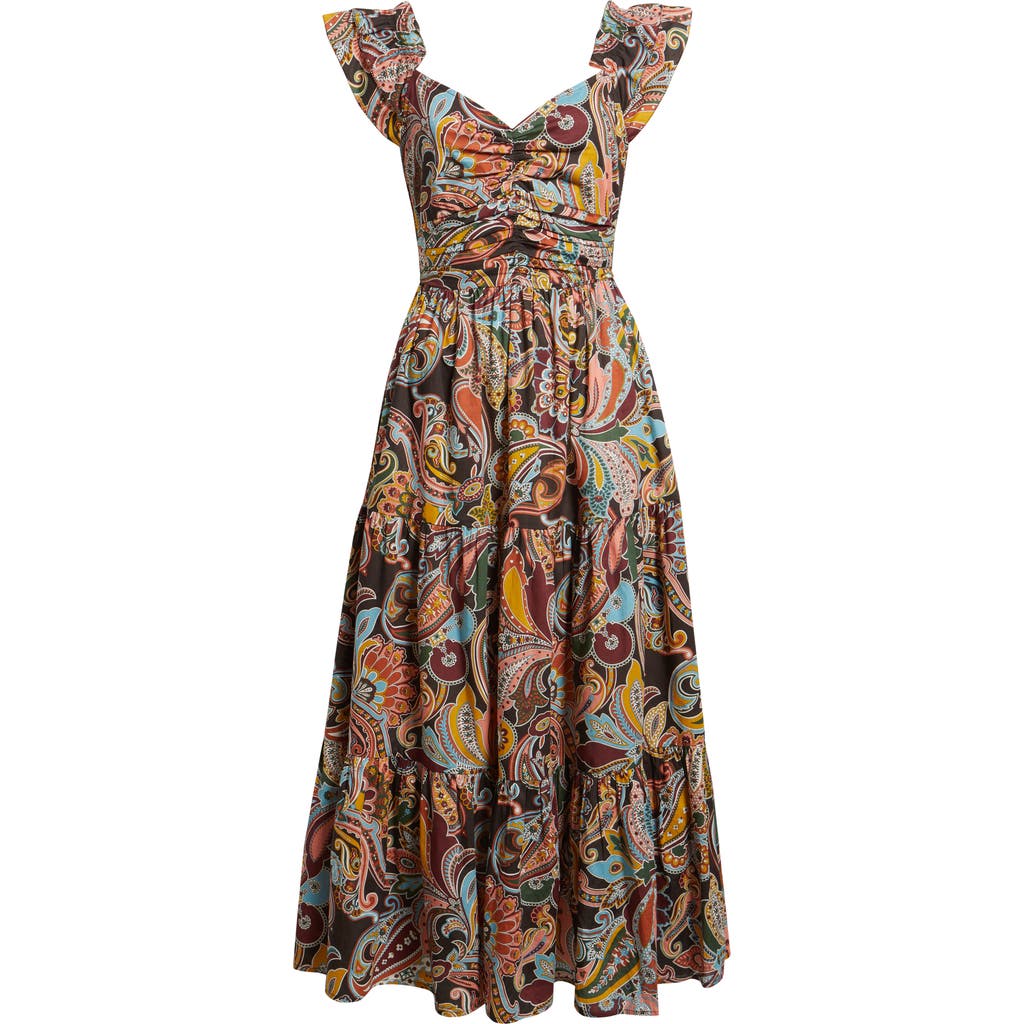 Love The Label Lindsey Print Ruffle Maxi Dress In Multi