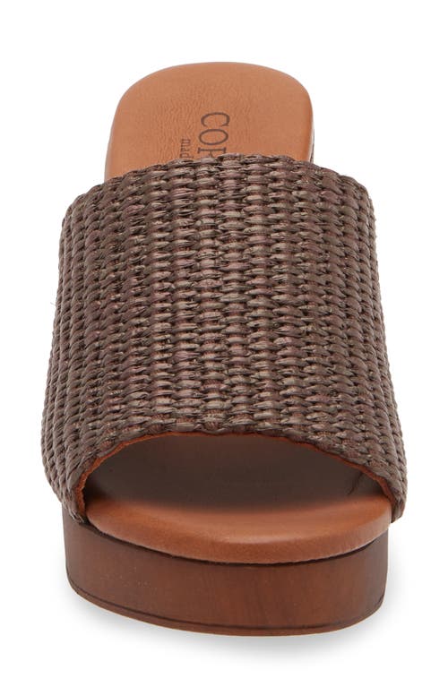 Cordani Waylin Platform Slide Sandal In Cacao Raffia