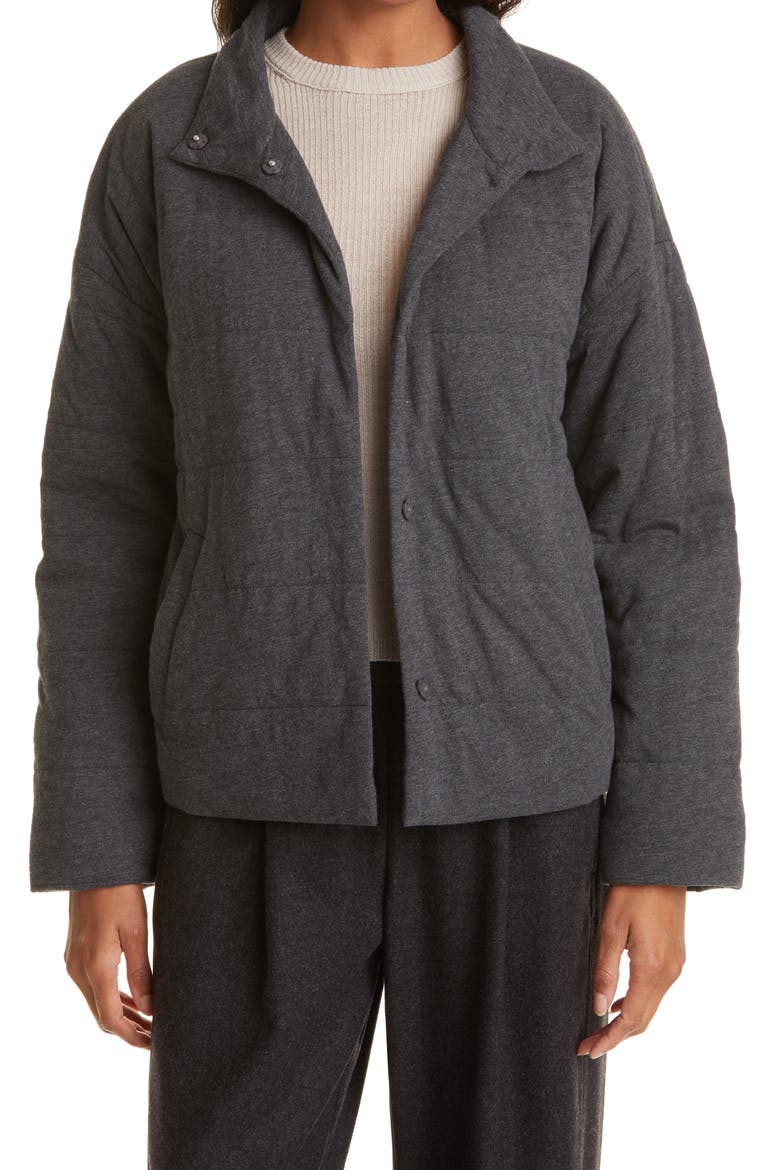 Padded Snap Front Knit Jacket, Main, color, GRAPHITE