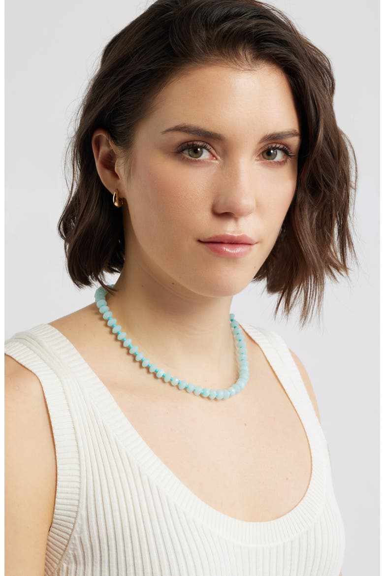 Color Pop Beaded Necklace, Alternate, color, AQUA- GOLD