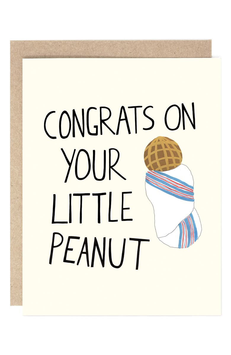 DRAWN GOODS Congrats on Your Little Peanut Greeting Card, Main, color, Ivory Multi