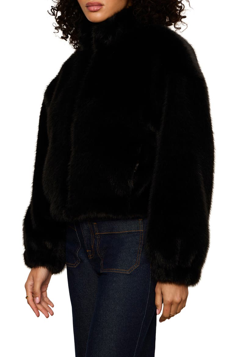 Everest Faux Fur Bomber Jacket, Alternate, color, BLACK
