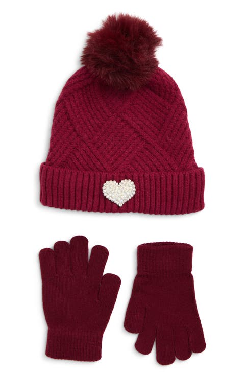 Kids' Basket Weave Beanie & Gloves Set