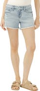 Silver Jeans Co. Elyse Curvy Frayed Mid Rise Denim Shorts