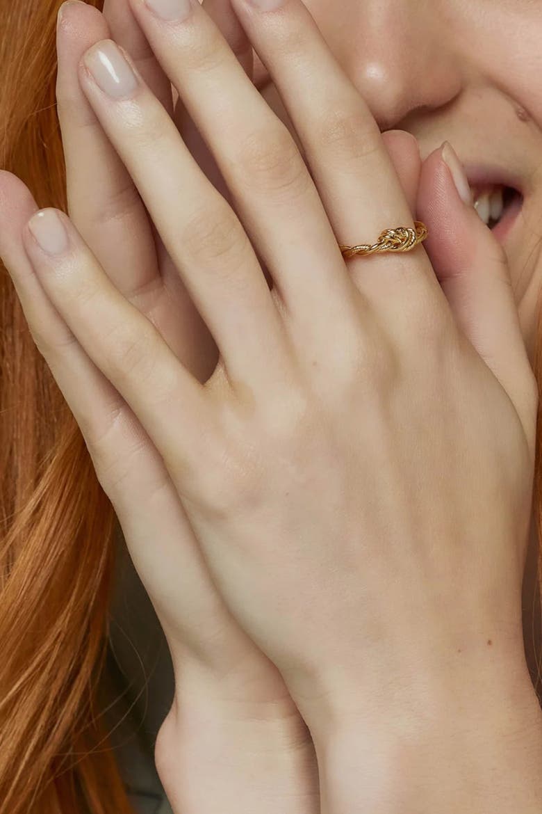 14k Gold Plated Intertwined Ring Dainty Minimalist Trendy, Alternate, color, Gold
