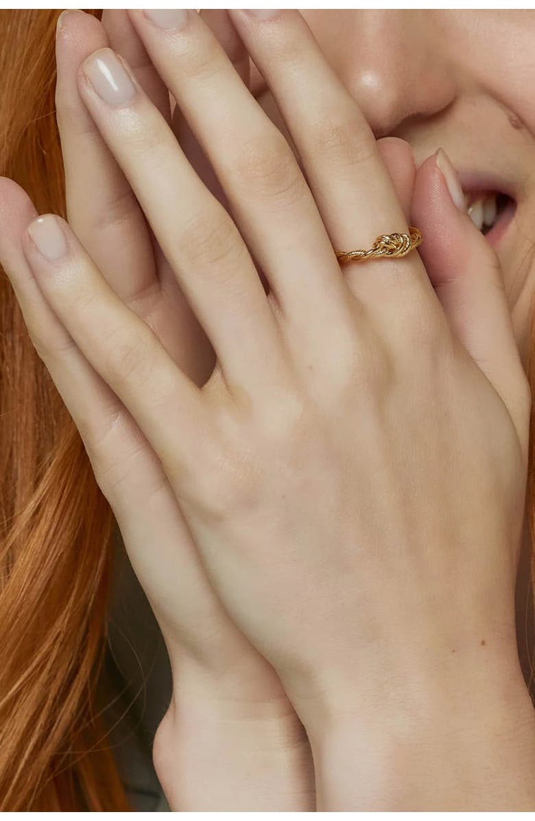 Bearfruit Jewelry 14k Gold Plated Intertwined Ring Dainty Minimalist Trendy, Alternate, color, Gold