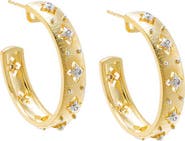 BY ADINA EDEN Two Tone Clover Ridged Open Hoop Earring
