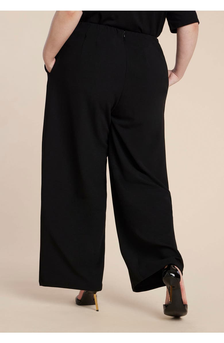 ELOQUII Knit Trouser With Button Tab, Alternate, color, Black Onyx