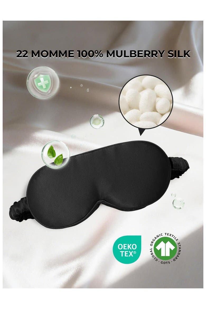 22 Momme Mulberry Silk Upgraded 3D Adjustable Eye Mask, Alternate, color, Black