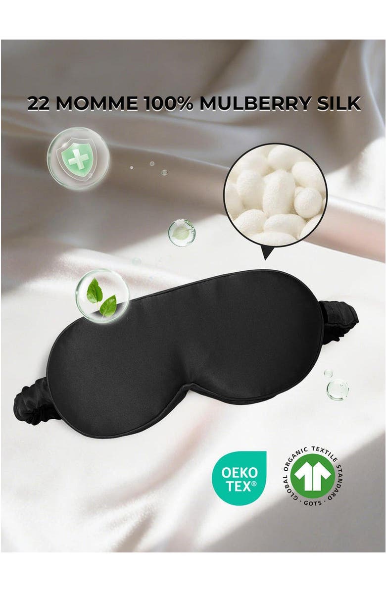 SILKSILKY 22 Momme Mulberry Silk Upgraded 3D Adjustable Eye Mask, Alternate, color, Black