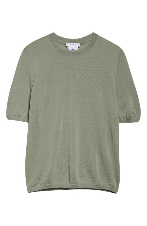 Max Mara Gerico Short Sleeve Virgin Wool Sweater In Green