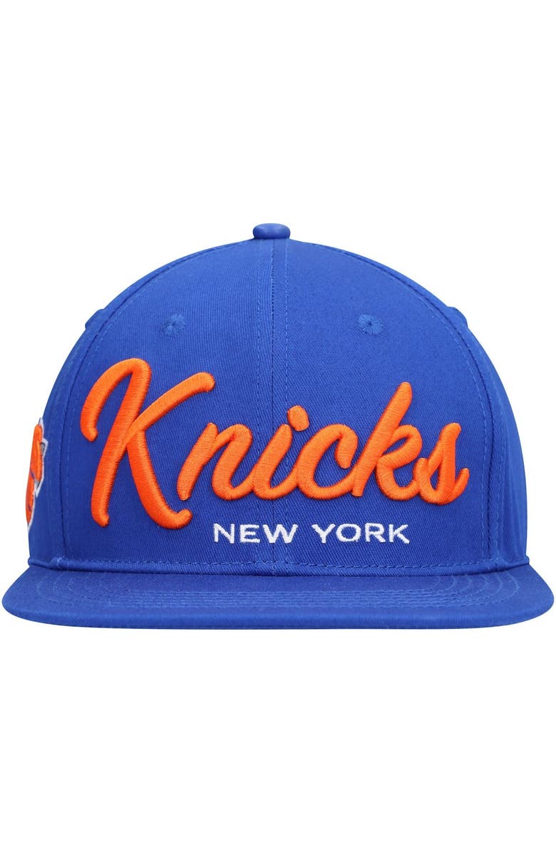 PRO STANDARD Men's Pro Standard Blue New York Knicks Drop Shadow Script Snapback Hat, Alternate, color, 