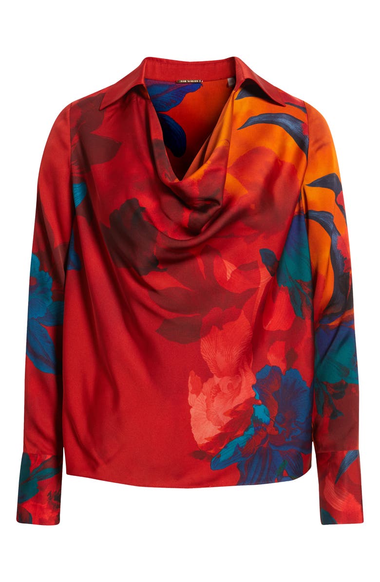 Elie Tahari The Ciaran Abstract Print Stretch Silk Top, Alternate, color, Paradise Print