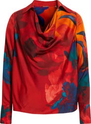 Elie Tahari The Ciaran Abstract Print Stretch Silk Top