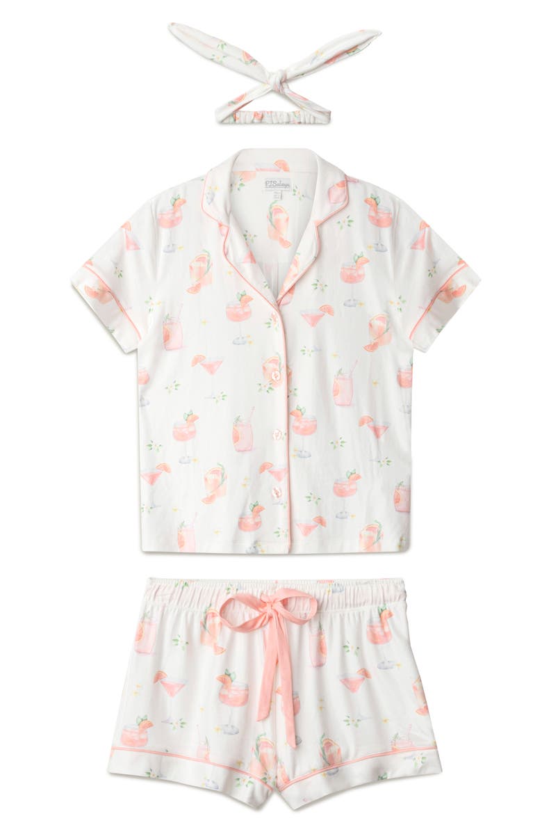 PJ Salvage Paloma Mama Short Pajamas & Headband Set, Alternate, color, Ivory