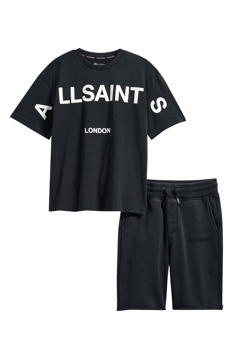 smALLSAINTS by ALLSAINTS Kids' Biggie Oversized Cotton Graphic T-Shirt & Shorts Set, Main, color, Black