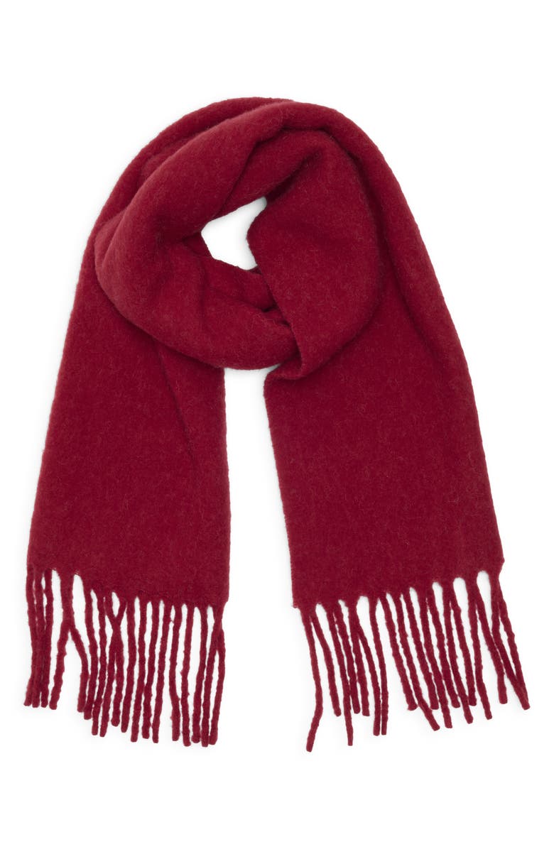 Nordstrom Solid Wool & Alpaca Blend Fringe Scarf, Alternate, color, Red Karanda