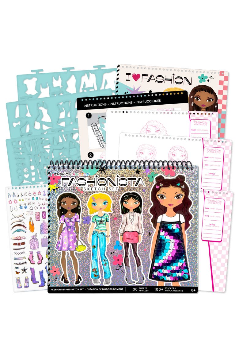 Sketch Portfolio Set Fashionista Outfit Design Pad, Main, color, Multicolored