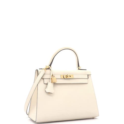 Pre-owned Hermes Hermes Kelly Handbag Light Epsom With Gold Hardware 28 In White