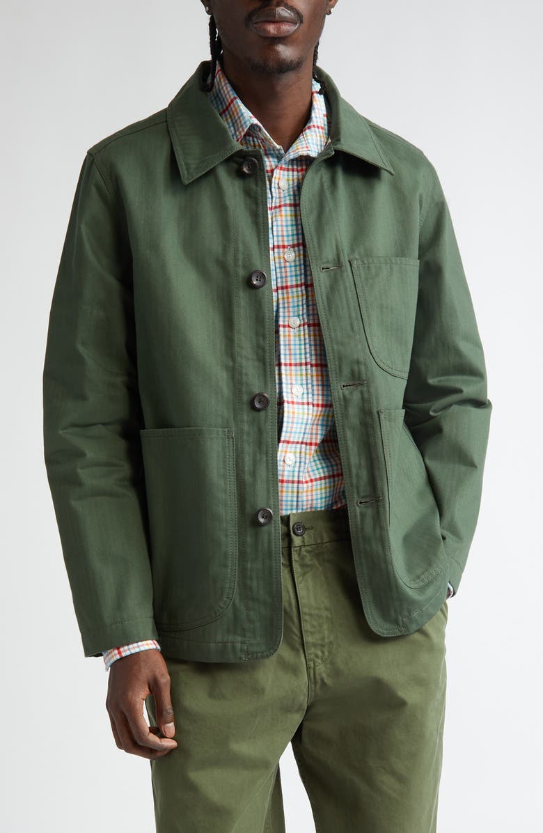 Drake's Cotton Herringbone Button-Up Jacket | Nordstrom