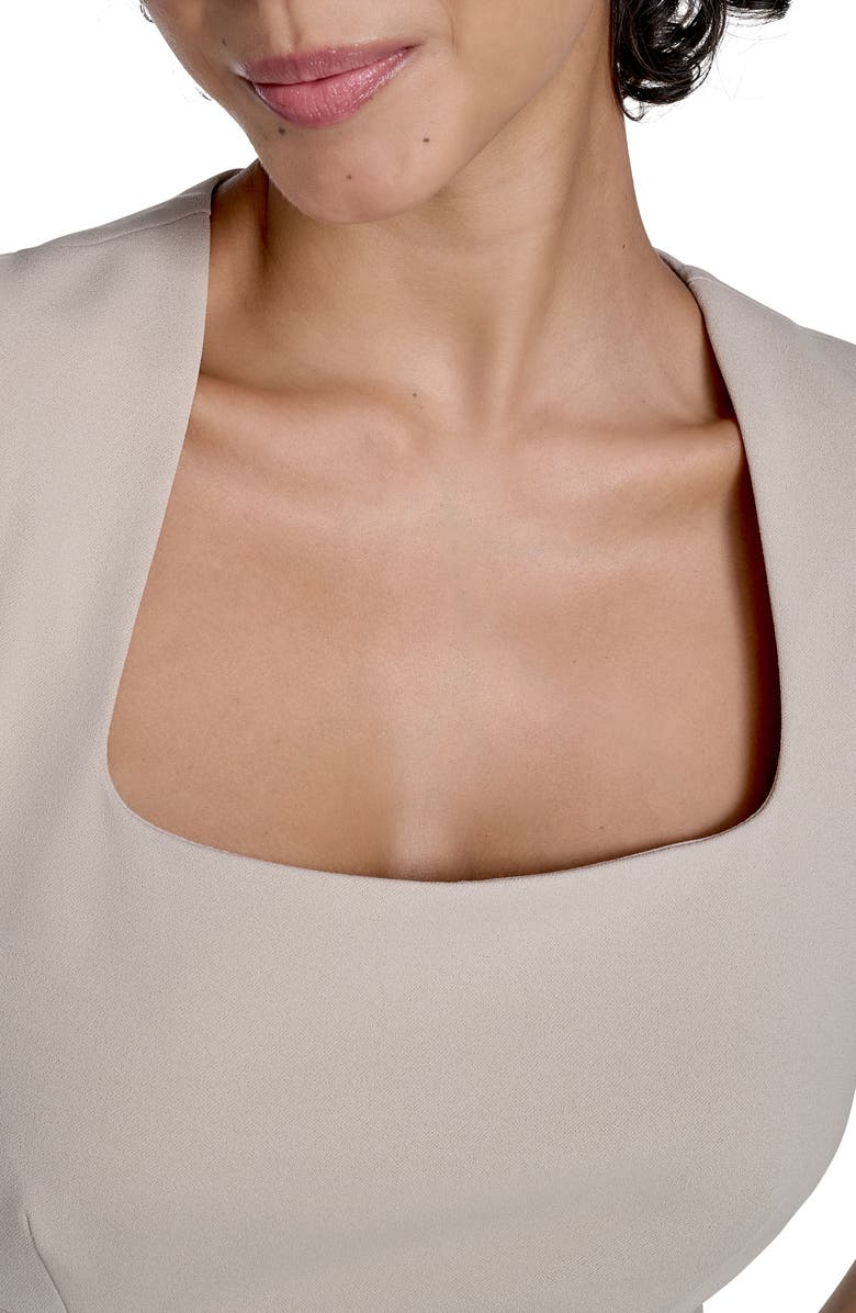 Calvin Klein Short Sleeve Midi Fit & Flare Dress, Alternate, color, Khaki