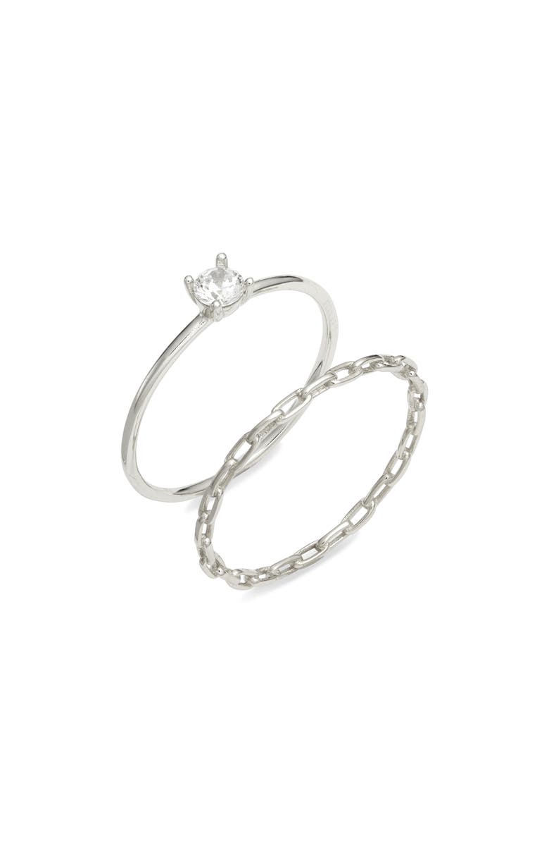 Argento Vivo Sterling Silver Set of Two Rings, Main, color, 