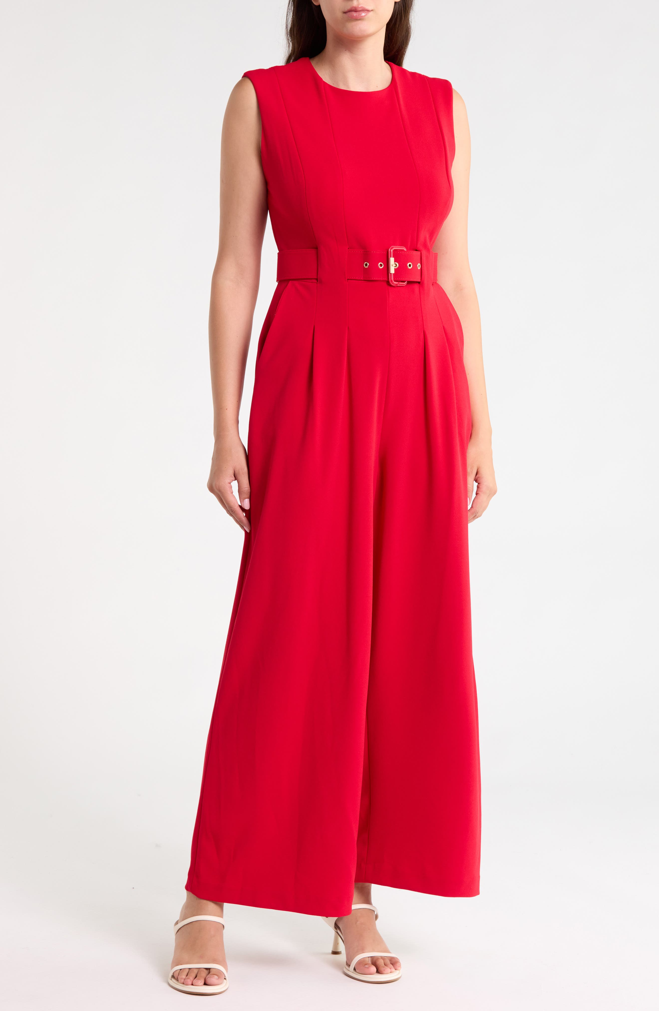 Sleeveless Belted Jumpsuit