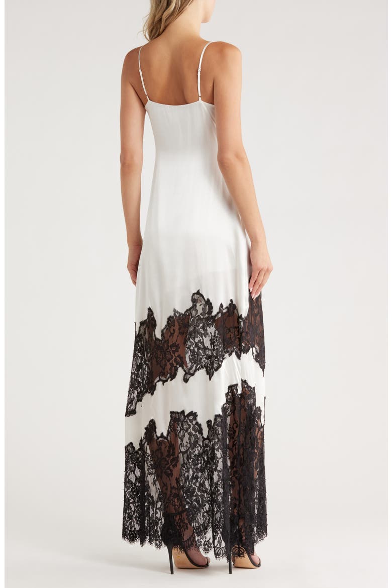 Silvana Lace Inset Silk Gown, Alternate, color, IVORY/ BLACK