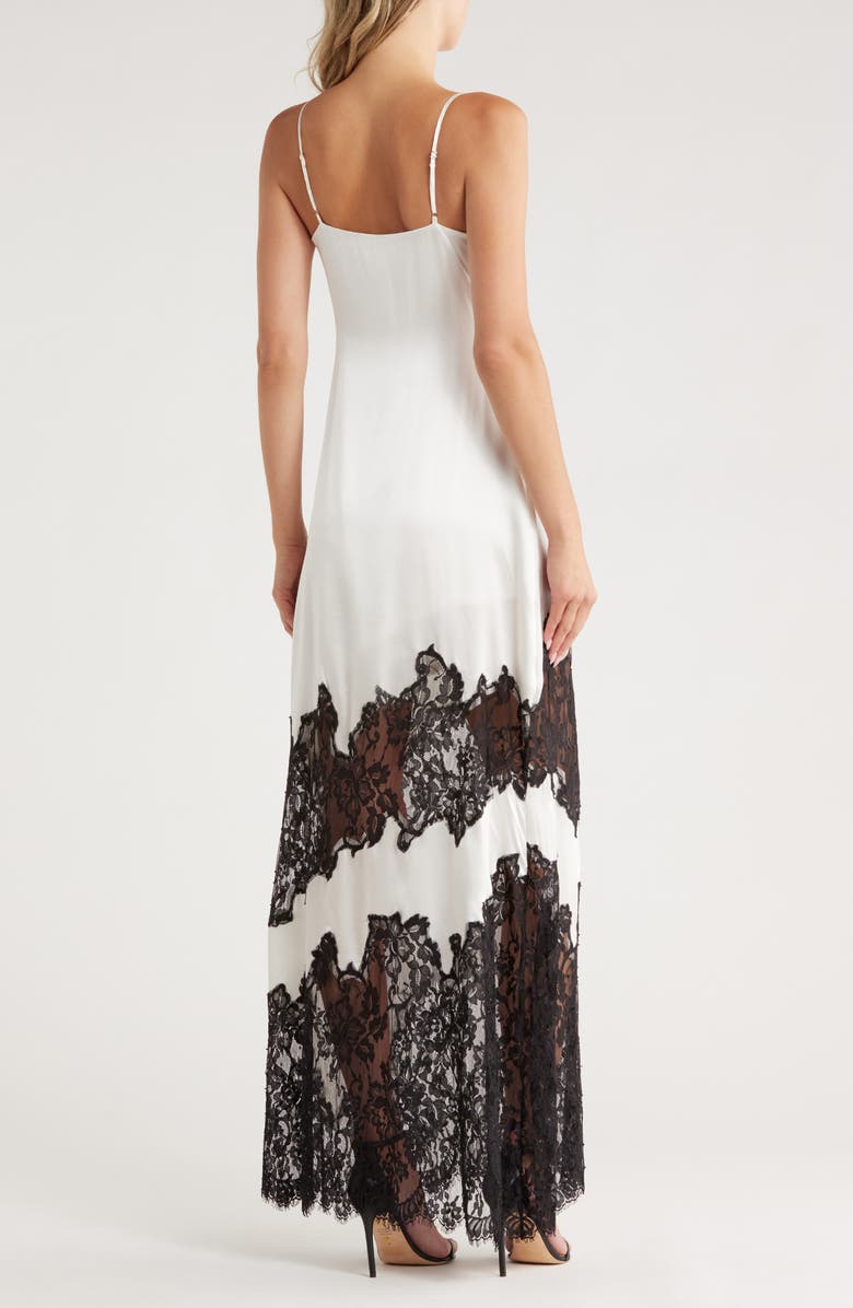 L'AGENCE Silvana Lace Inset Silk Gown, Alternate, color, Ivory/ Black