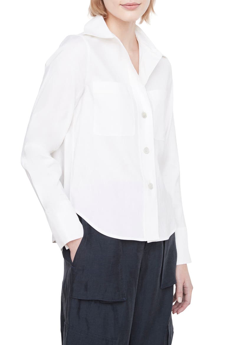 Linen Blend Button-Up Shirt, Alternate, color, OPTIC WHITE