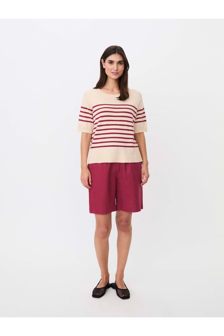Maflorayne Striped Shot Sleeve Knit Top, Alternate, color, Beet Red