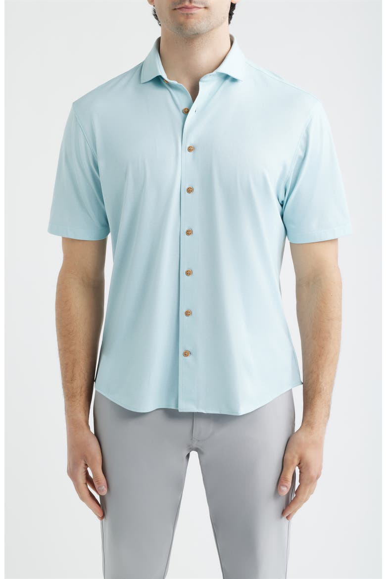 Breck Hangin’ Out Knit Short Sleeve Button-Up Shirt, Main, color, SARDINIA