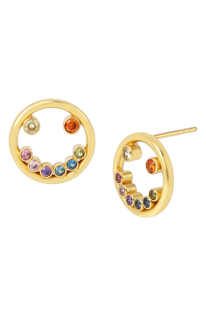 Kurt Geiger London Crystal Smiley Stud Earrings, Main, color, 