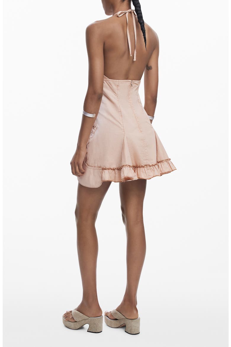 Ruffle Halter Cotton Minidress, Alternate, color, PINK