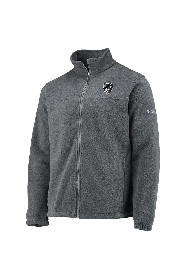 Men's Columbia Brooklyn Nets Heathered Charcoal Flanker Full-Zip Jacket, Alternate, color, Heather Charcoal