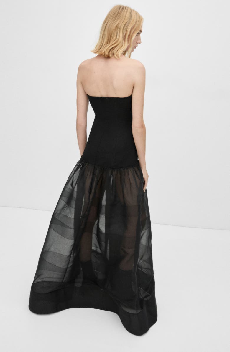 MANGO Strapless Mixed Media Corset Gown, Alternate, color, 