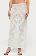 EDIKTED Violette Low Rise Sheer Lace Maxi Skirt