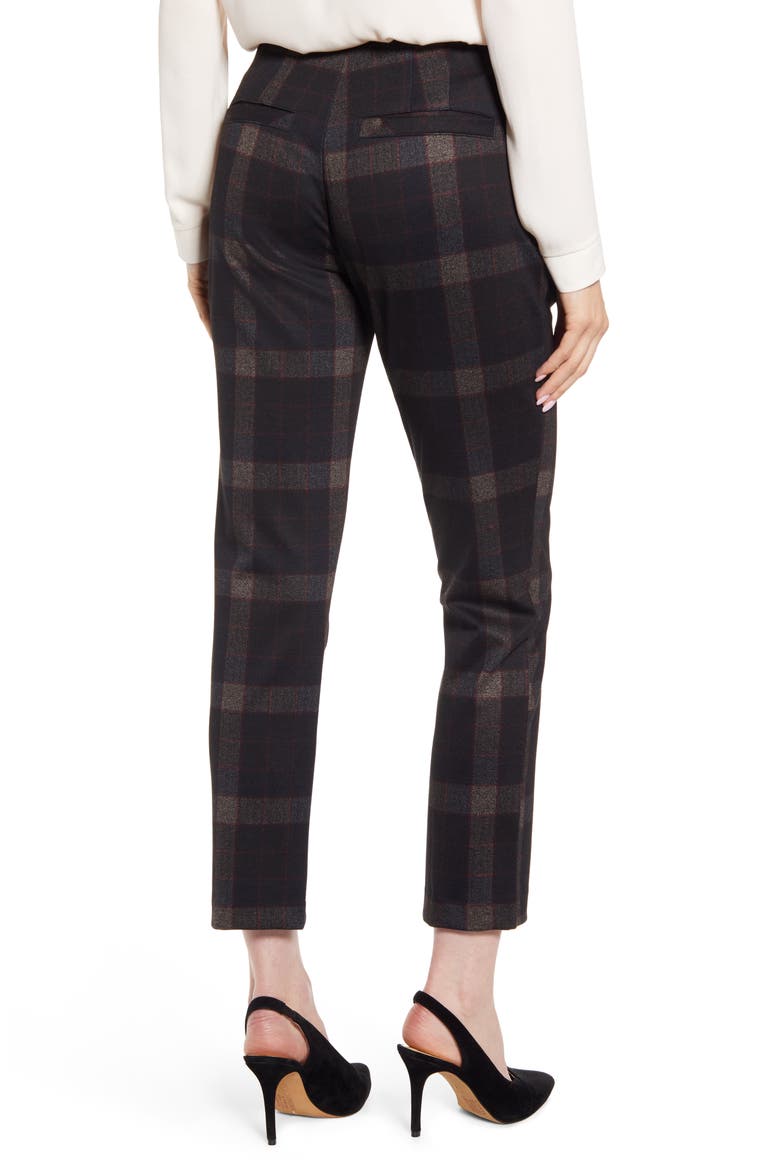 Ab-Solution Plaid High Waist Ankle Pants (Nordstrom Exclusive), Alternate, color, BKMU- BLACK MULTI