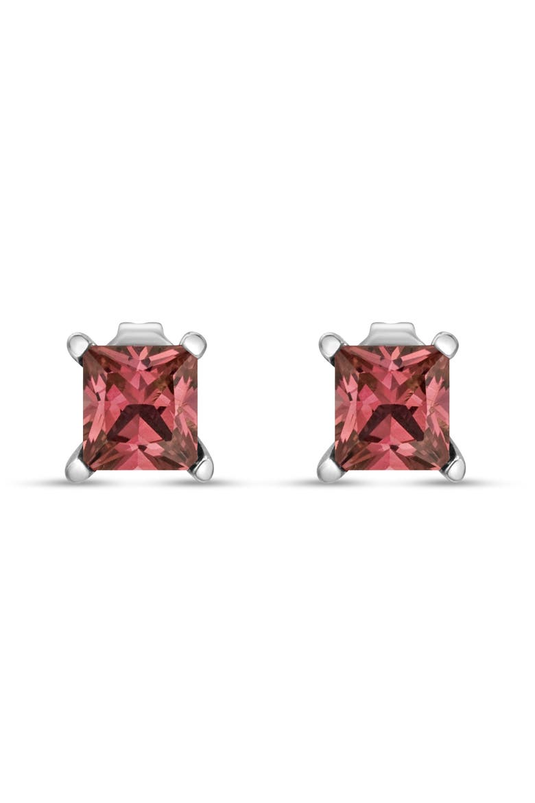 14K White Gold 1/2 Ct Lab Grown Pink Princess Diamond Solitaire Stud Earrings, Alternate, color, White