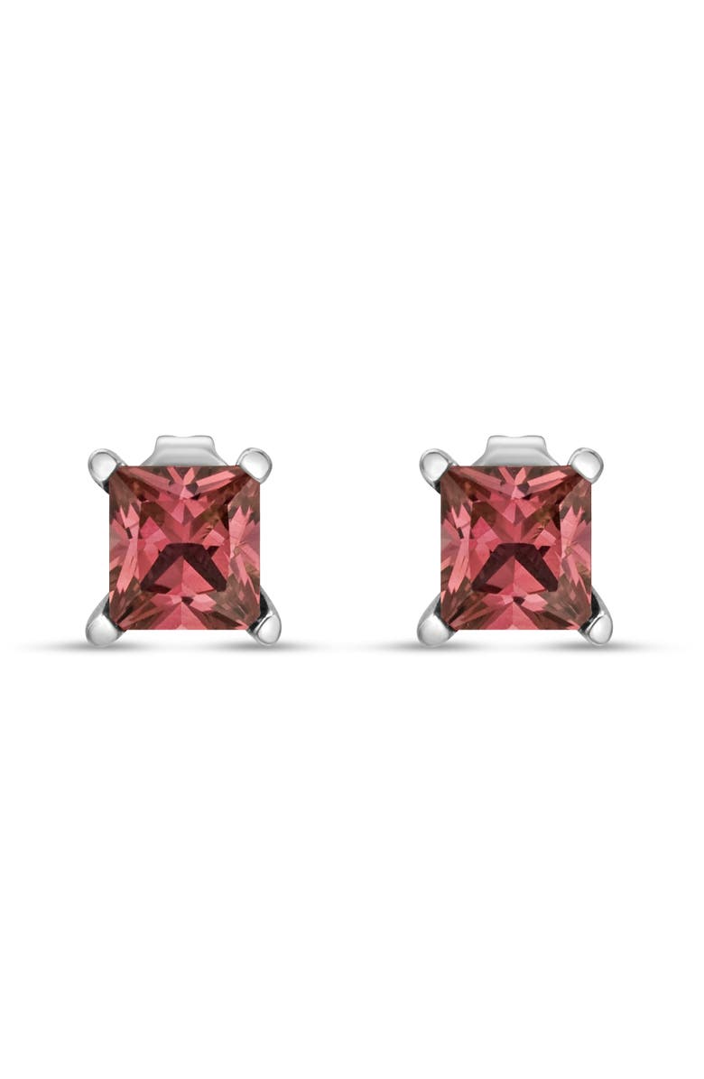 Haus of Brilliance 14K White Gold 1/2 Ct Lab Grown Pink Princess Diamond Solitaire Stud Earrings, Alternate, color, White
