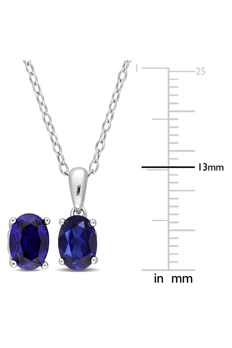 Lab-Grown Sapphire Stud Earrings & Pendant Necklace Set, Alternate, color, BLUE