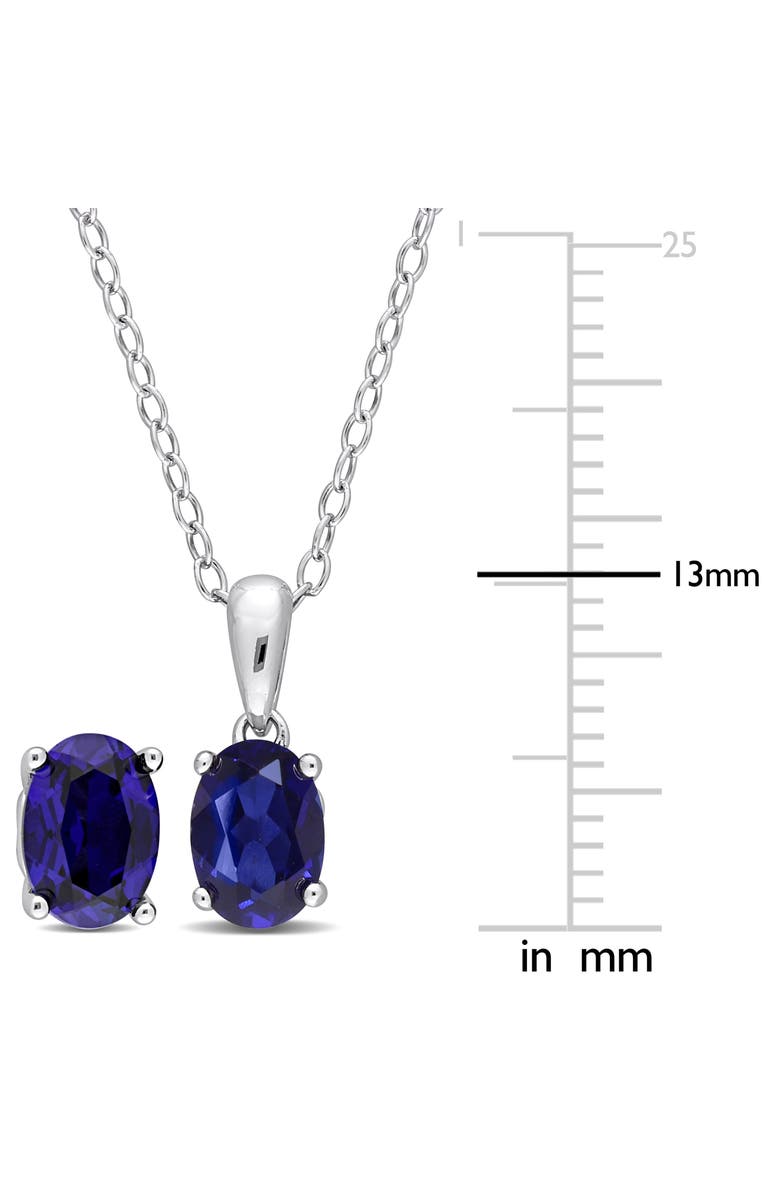 DELMAR Lab-Grown Sapphire Stud Earrings & Pendant Necklace Set, Alternate, color, Blue