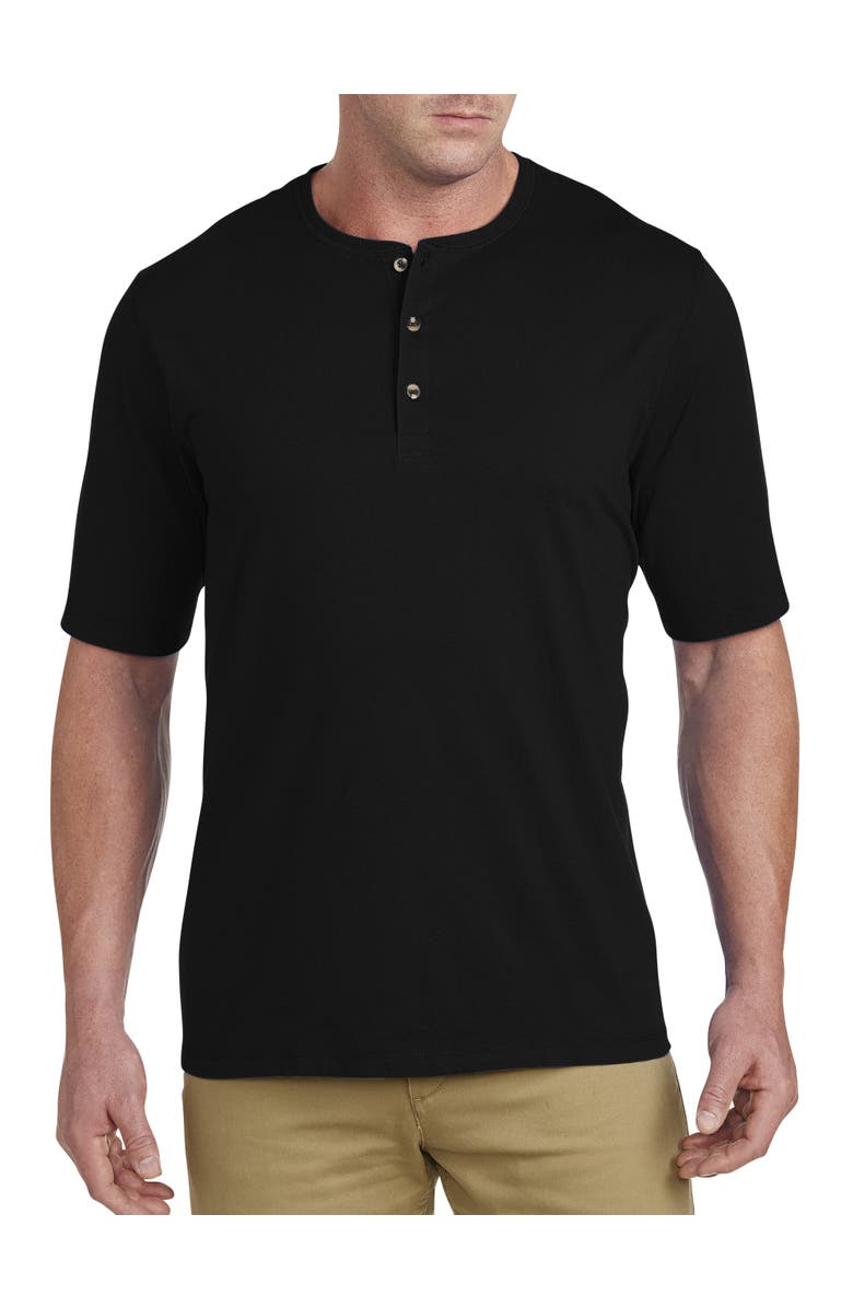 Harbor Bay by DXL Wicking Jersey Henley Shirt, Main, color, Black