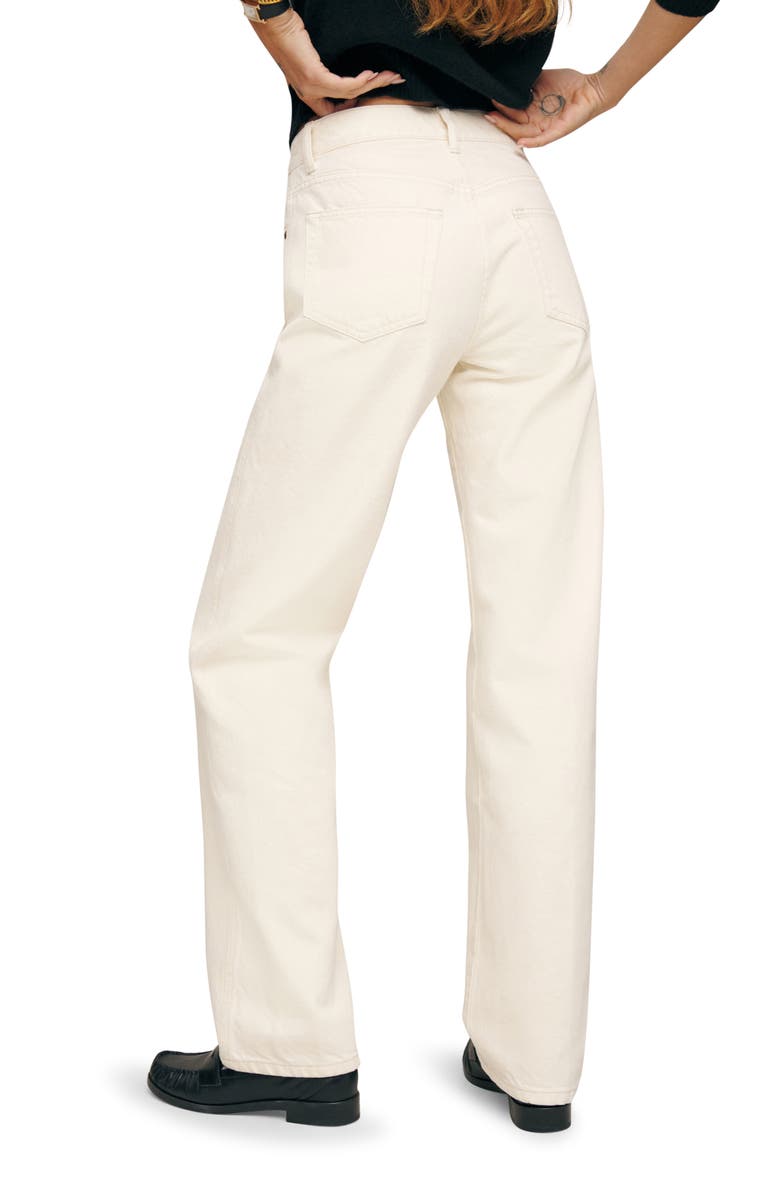 Reformation Val Baggy Distressed Straight Leg Jeans, Alternate, color, Fior Di Latte