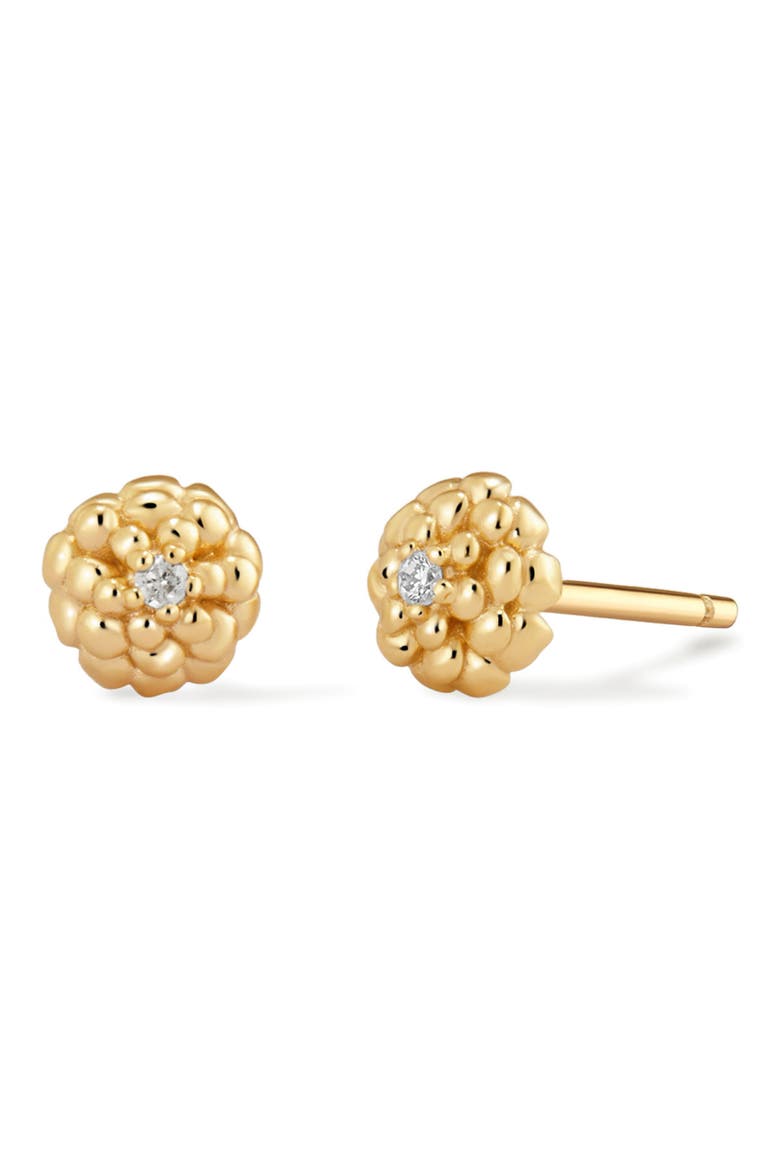Cubic Zirconia Birthstone Flower Stud Earrings, Main, color, GOLD OCTOBER
