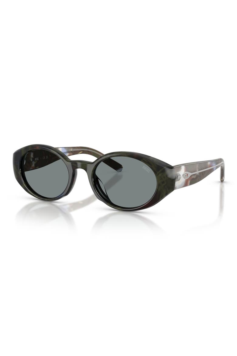 52mm Oval Sunglasses, Alternate, color, GREEN HAVANA / GREY